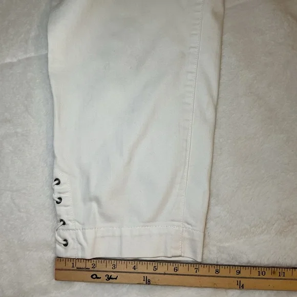 Talbots Cream Cropped Pants with Button Detail - Picture 4 of 8